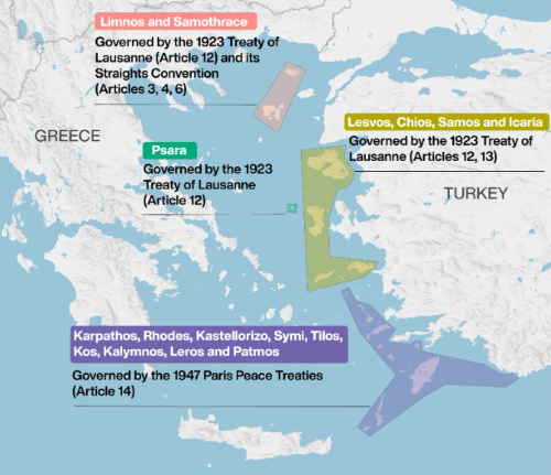 Το καθεστώς των ελληνικών νησιών σύμφωνα με την Τουρκία